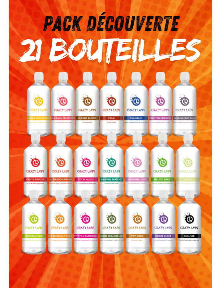 PACK DÉCOUVERTE CRAZY LABS 50ML (105 FIOLES à 1€)