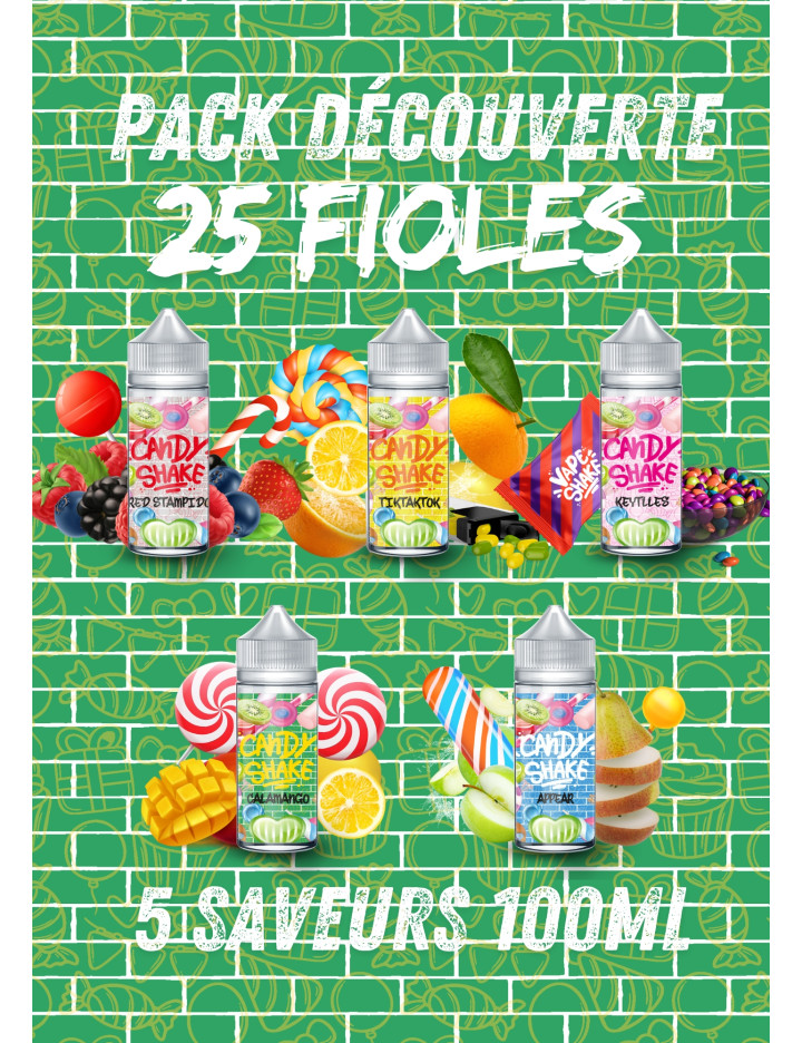 PACK DÉCOUVERTE CANDY SHAKE 100ML (25 FIOLES)