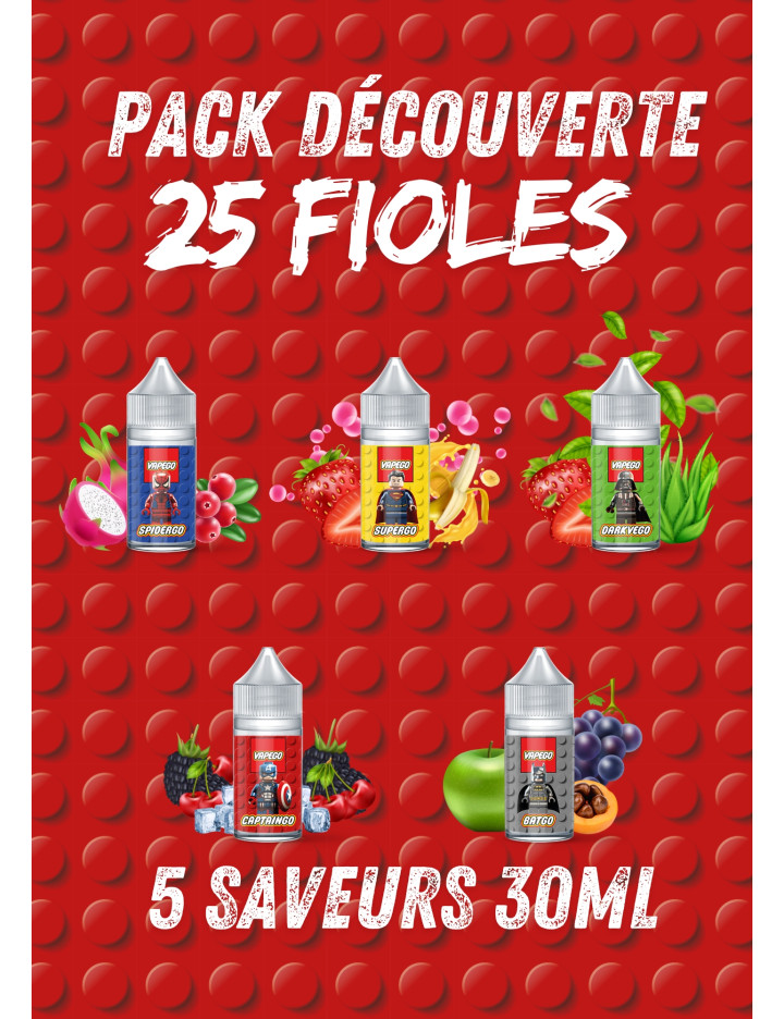 PACK DÉCOUVERTE VAPEGO 30ML CONCENTRE (25 FIOLES)