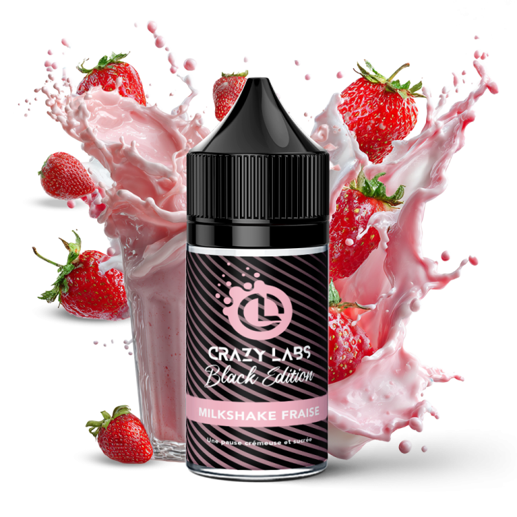Milkshake Fraise - 30ML Concentré - Crazy Labs Black Edition