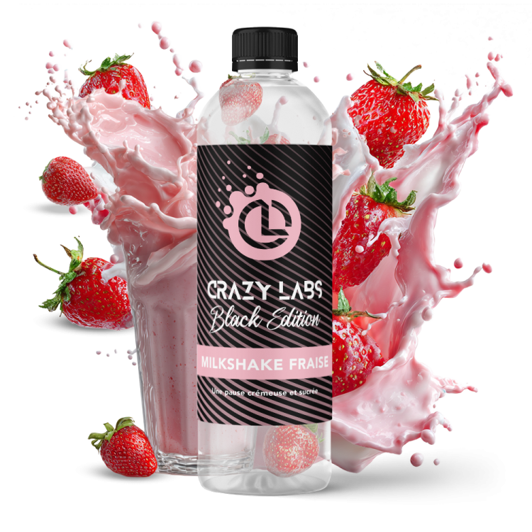Milkshake Fraise - 1 Litre - Crazy Labs Black Edition
