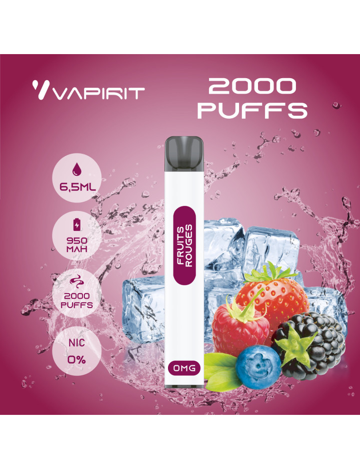JETABLE - VAPIRIT - 2000 puffs - FRUITS ROUGES