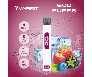 JETABLE - VAPIRIT - 600 puffs - FRUIT ROUGE